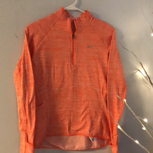 Nike Element Sphere Half Zip Long Sleeve Running Shirt Orange heathered - 2 - Picture 3 of 13